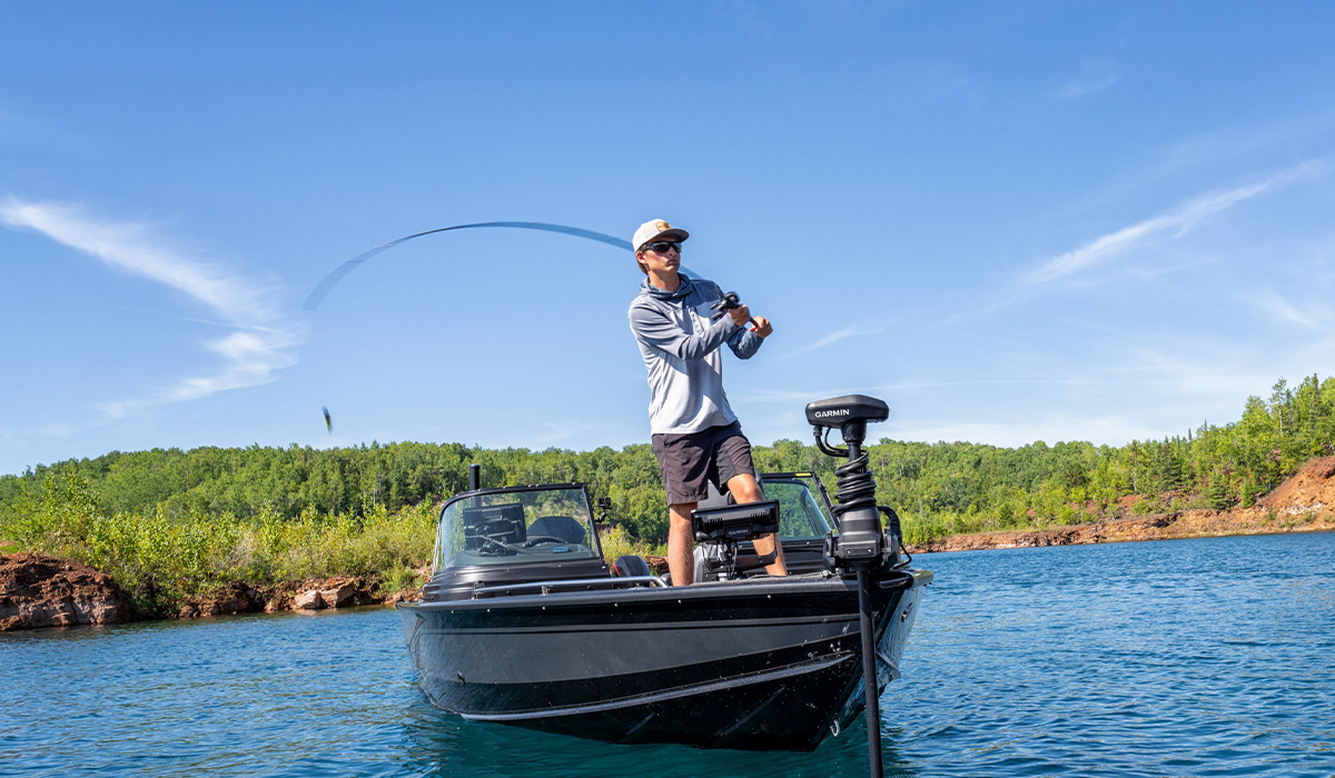 Fishing on boat with Garmin products